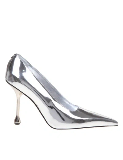 Jimmy Choo Ixia 95 Sandal In Mirror Effect Leather In Silver