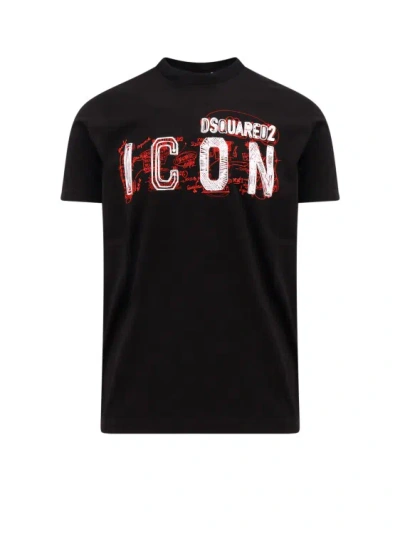 Dsquared2 Cotton T-shirt With Icon Scribble Print In Negro