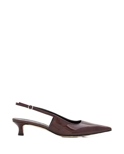 Aeyde 35mm Catrina Patent Calf Leather Slingback In Brown