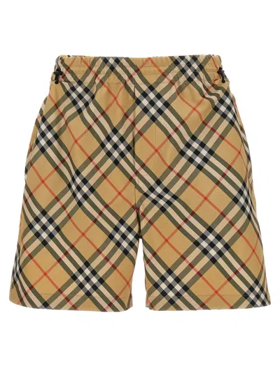 Burberry Check Shorts In Cream