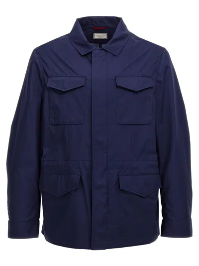 Brunello Cucinelli Waterproof Jacket In Blue