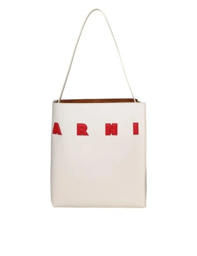 Marni Museo Hobo Leather Tote Bag In White