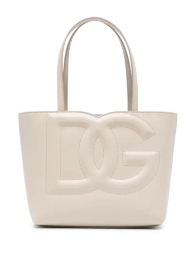 Dolce & Gabbana Ivory Leather Tote Bag In Neutrals