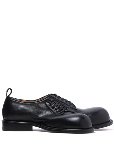 Comme Des Garçons Homme Deux Asymmetric Leather Derby Shoes In Black