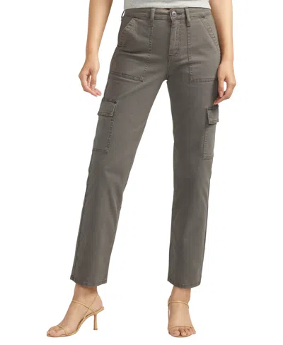 Silver Jeans Co. Suki Curvy Straight Leg Cargo Pants In Grey