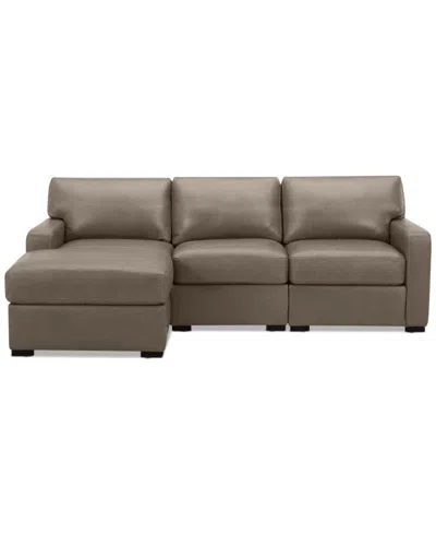Macy's Radley 3-pc. Leather Modular Chaise Sectional, Created For  In Medium Brown