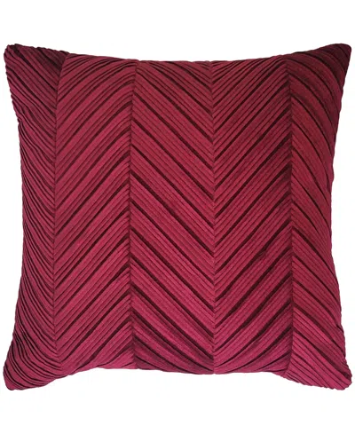 Ediehome Chevron Velvet Decorative Pillow, 20" X 20" In Merlot