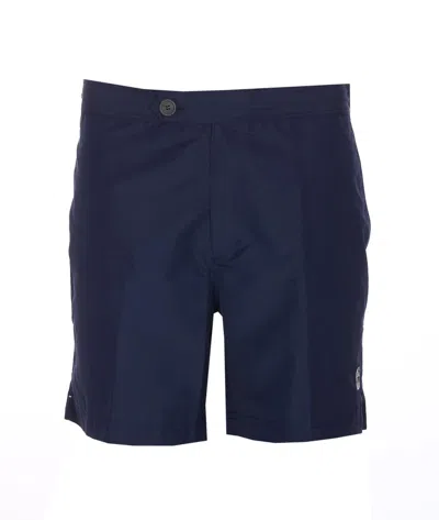 Brunello Cucinelli Logo Embroidered Swim Shorts In Blue