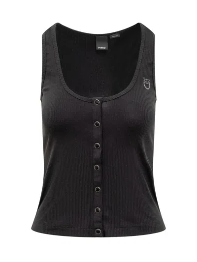 Pinko Tank Top With Nacre Buttons In Black