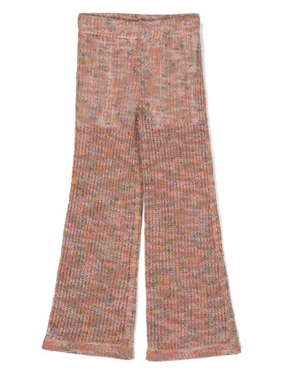 Caffe' D'orzo Kids' Open-knit Trousers In Multicolor