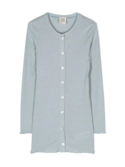 Caffe' D'orzo Kids' Valeria Ribbed-knit Cardigan In Light Blue