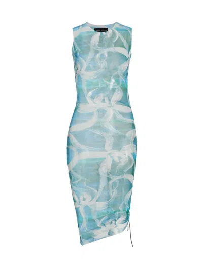 Louisa Ballou Heatwave Dress In Blue With White Flowers