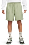 Nike Club Flow Drawstring Twill Shorts In Oil Green/white 