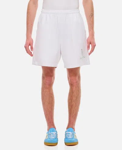 Sporty And Rich Vendome Logo-print Cotton Shorts In White