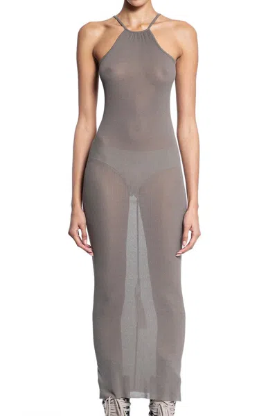 Rick Owens Skorpio Fine-ribbed Tank Dress In Grey