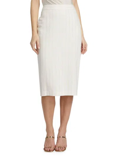 L Agence Julie Tailored Pencil Skirt In Ecru