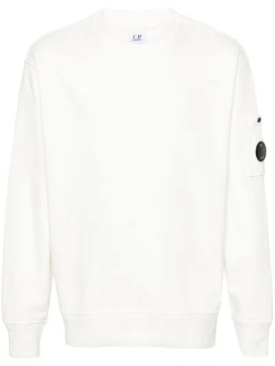 C.p. Company Cotton Diagonal Fleece Lens Sweatshirt In Ivory