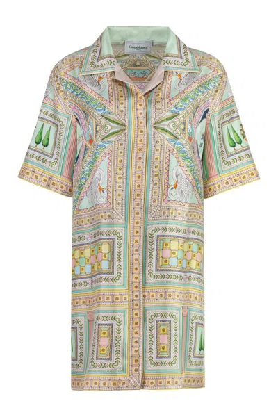 Casablanca Le Labyrinthe Silk Shift Dress In Multicolor