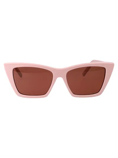 Saint Laurent Sunglasses In 002 Pink Pink Brown