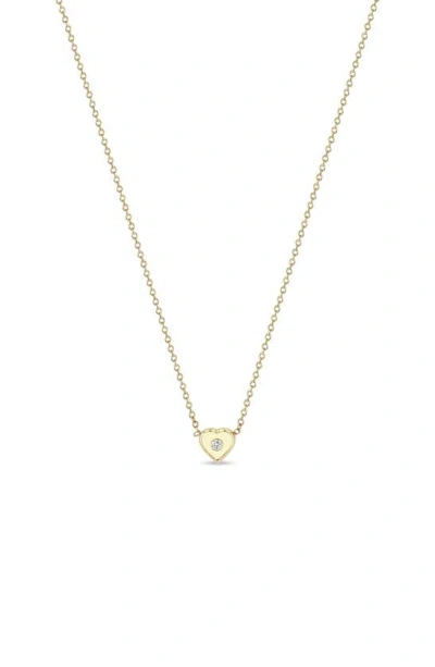 Zoë Chicco 14k Yellow Gold Feel The Love Diamond Heart Pendant Necklace, 14-16