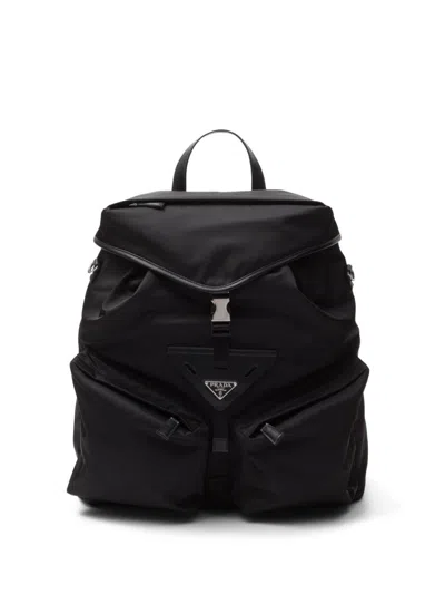 Prada Re-nylon And Leather Backpack In Black