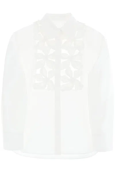 Valentino Embroidered Shirt In Compact Pop In White