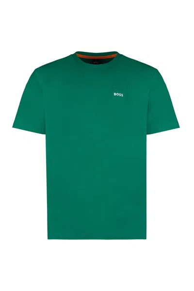 Hugo Boss Cotton Crew-neck T-shirt In Green
