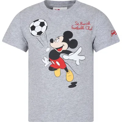 Mc2 Saint Barth Grey T-shirt For Boy With Mickey Mouse Print In Grau
