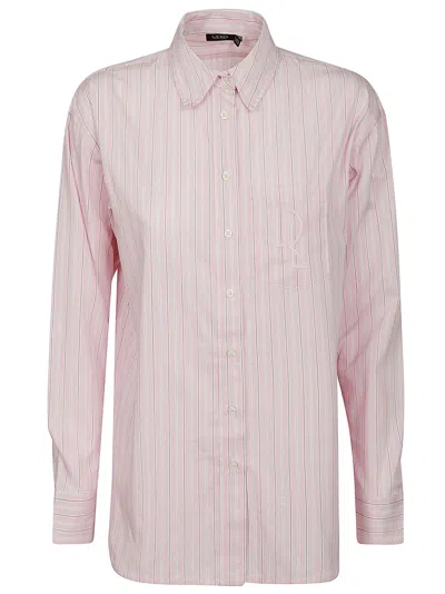 Ralph Lauren Brawley Long Sleeve Button Front Shirt In Pink White Multi