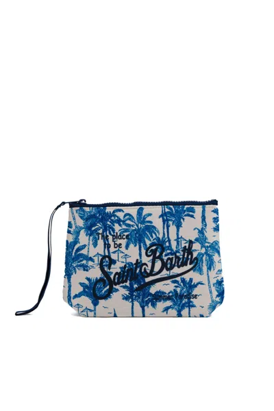 Mc2 Saint Barth Aline Saint Beach Clutch Bag In Neoprene In Blu/bianco