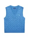 Polo Ralph Lauren Polo Pony Embroidered Cable Knit Vest In Blue Orbit