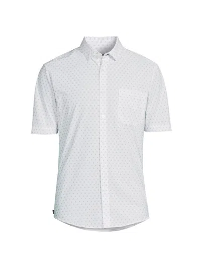 Mizzen + Main Men's Leeward Short-sleeve Button-front Shirt In Balsam Star