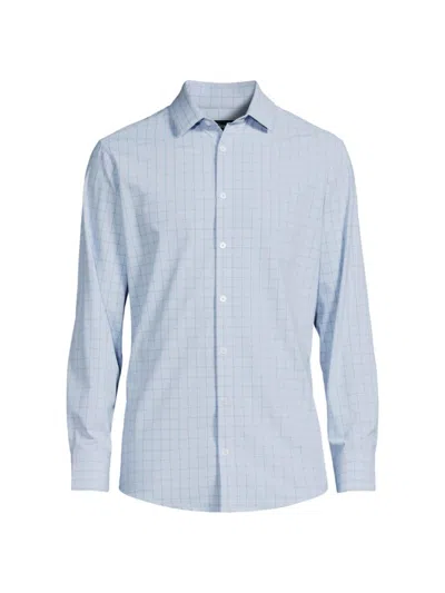 Mizzen + Main Men's Leeward Long-sleeve Button-front Shirt In Sky Crayton Plaid