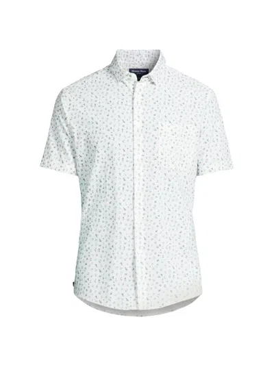 Mizzen + Main Leeward Trim Fit No-tuck Performance Button-up Shirt In White Floral