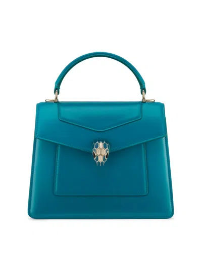 Bvlgari Womens Blue Serpenti Forever Leather Top-handle Bag In Laguna Blue