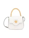 Versace La Medusa Leather Mini Bag In Optical White  Gol (white)