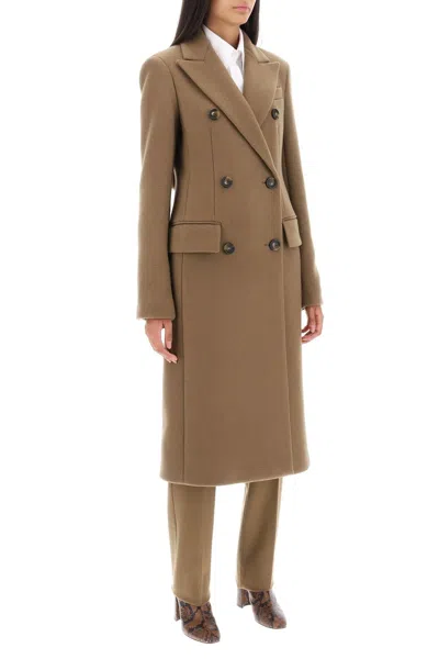 Sportmax Double-breasted Wool-cashmere Coat In Brown