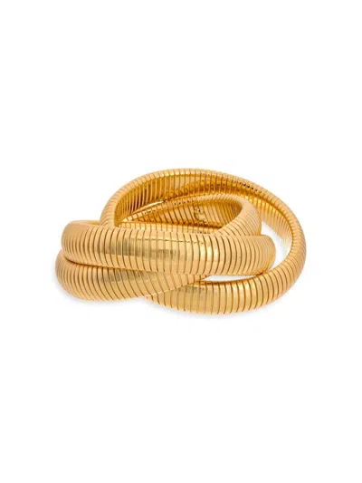 Meshmerise Women's 18k Yellow Goldplated Triple Goose Bangle Bracelet