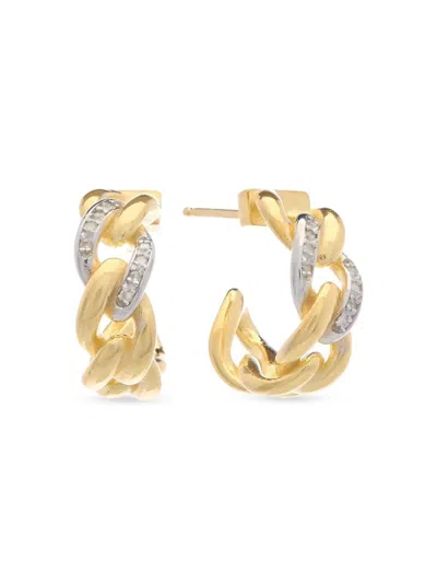 Meshmerise 18k Over Silver 0.16 Ct. Tw. Diamond Hoops