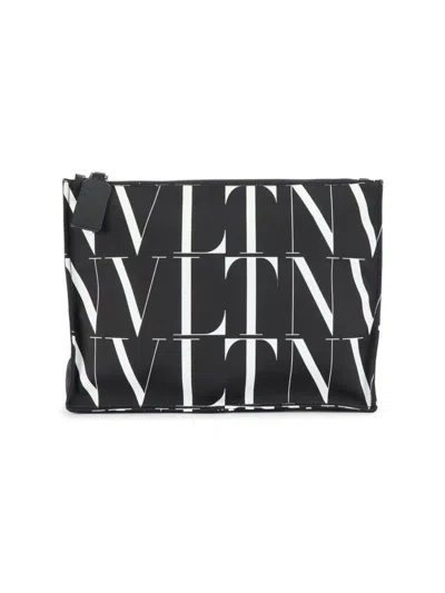 Valentino Garavani Men's Monogram Clutch In Nero Bianco