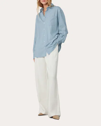 With Nothing Underneath Women's The Chessie Chambray Shirt In Blue