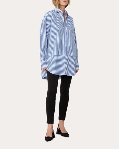 With Nothing Underneath Women's The Molly Fine Poplin Shirt In Blue