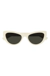 Saint Laurent Sleek Logo Plastic Cat-eye Sunglasses In Shiny Solid Ivory