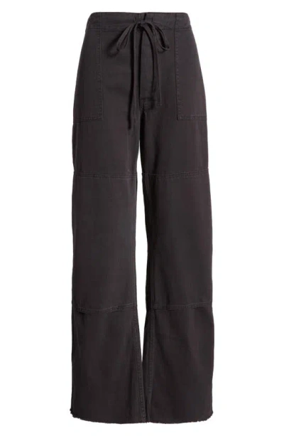 Re/done Paneled Denim Wide-leg Pants In Washed Black