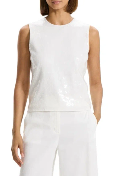 Theory Sequin Sleeveless Shell Top In White