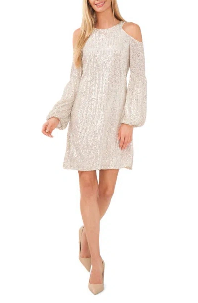 Cece Womens Sequins Cold Shoulder Cocktail And Party Dress In Champagne