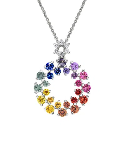 Diamond Select Cuts 14k Diamond .05 Ct. & 1.05 Ct. Multi-colored Sapphires Necklace