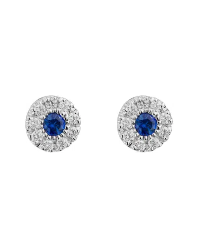 Diamond Select Cuts 14k 0.29 Ct. Tw. Diamond & Blue Sapphire Earrings