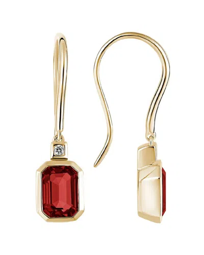 Diamond Select Cuts 14k Diamond .03 Ct. & 2.48 Ct. Garnet Earrings In Gold