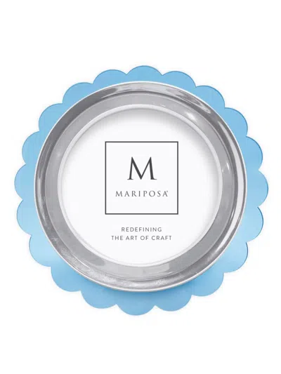 Mariposa Welcome Home Scallop Round Frame In Light Blue Silver